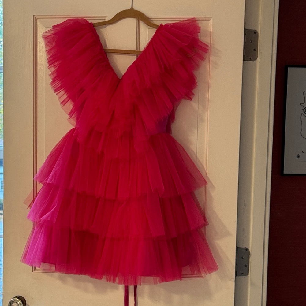 Elegant Pink Ruffled Dress